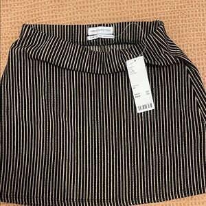 Urban Outfitters Black and Cream Striped Ribbed Mini Skirt